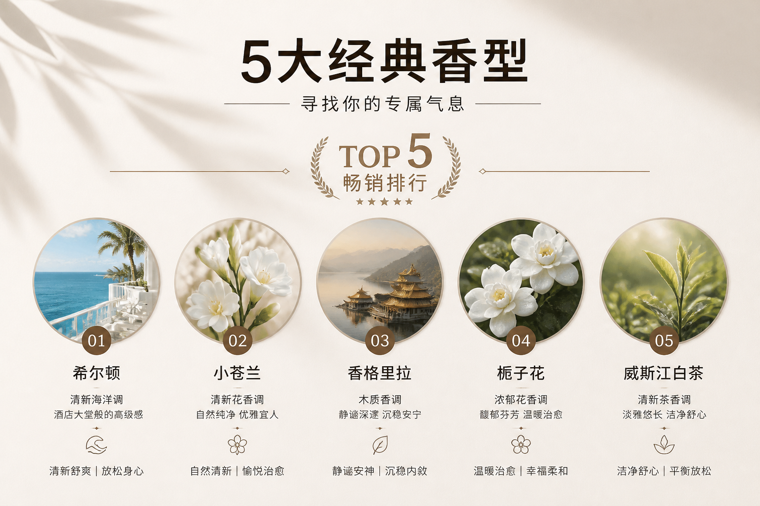 清晰展示不同香味选择，作为选购指南