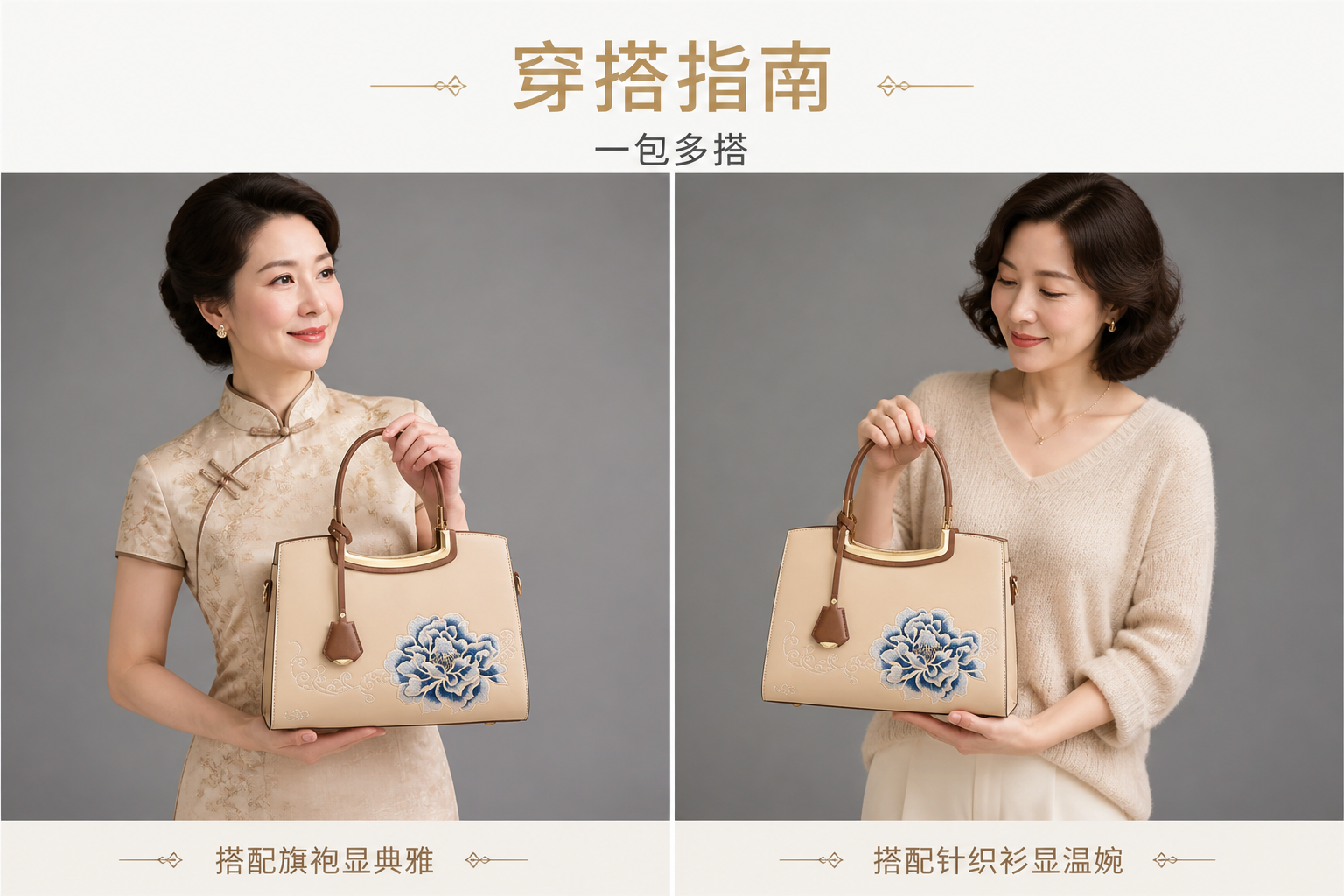 搭配建议，展示与不同服装的组合