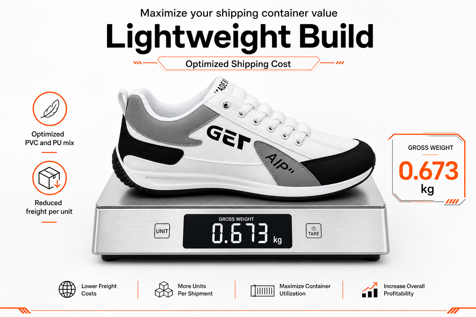 Highlight the lightweight nature to solve international shipping pain points.