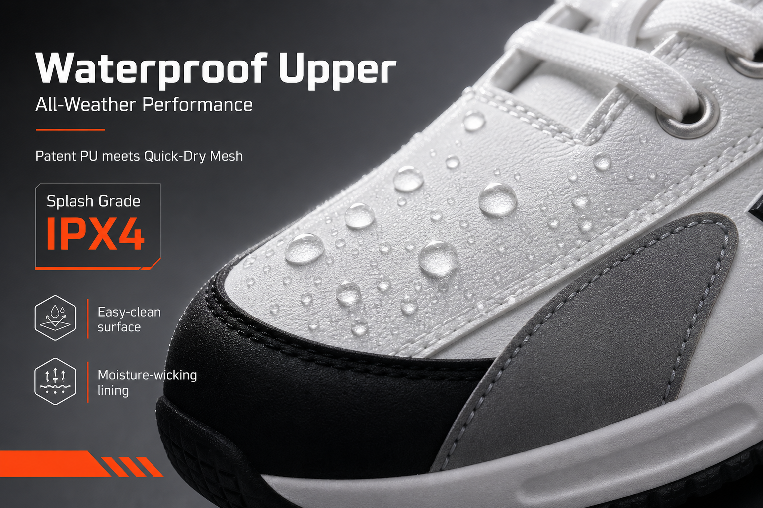 Demonstrate the durability and material quality of the upper.